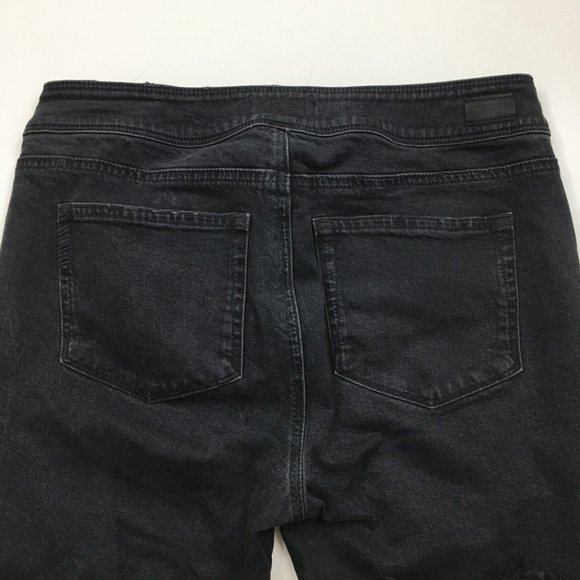 PAIGE Premium Denim Riot Wash Hoxton Ankle Peg Belted Raw Edge Hem Jeans - Picture 11 of 15